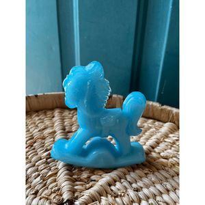 Vintage Boyd Glass Collectable Sky Blue Rocking Horse